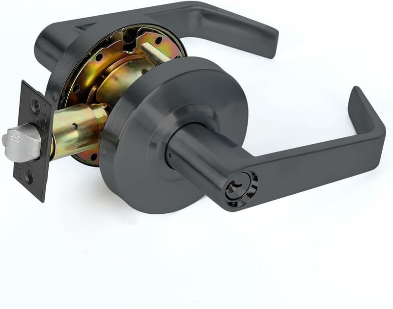 SUMBIN Ansi Grade 2 UL 3H Fire Rated Commercial Heavy Duty Classroom Door Lever Lockset, ADA, Matt Black Finish - Image 1